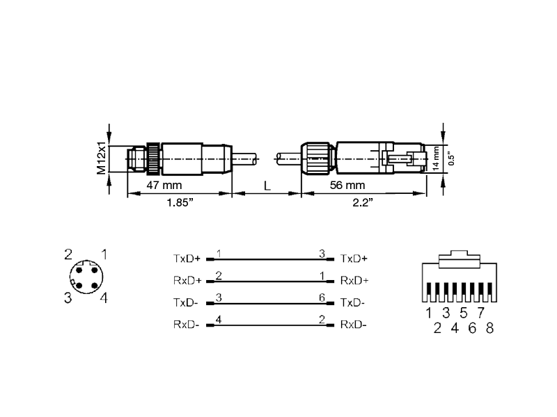 Ethernet Programming Cable  connection diagram